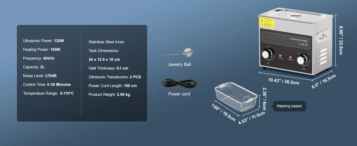 SucceBuy Ultrasonic Cleaner 2L–30L | Heater & Timer | Lab, Auto Parts, Jewelry