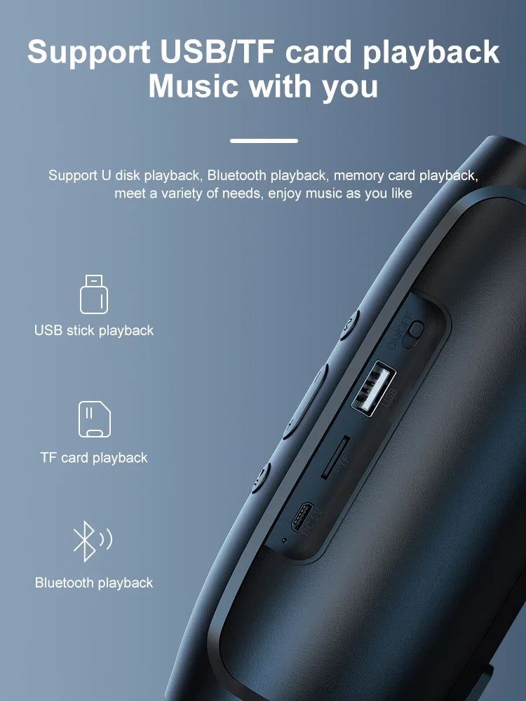 TF USB Bluetooth Portable Speaker – Dual Stereo Subwoofer, FM Radio, Voice Broadcasting