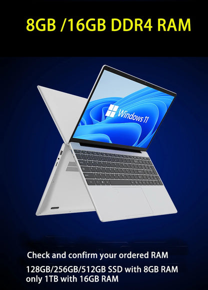 molosuper ML53 15.6" Laptop – Intel Celeron N5095/N95, 8/16GB DDR4, up to 1TB SSD, Fingerprint, Windows 11