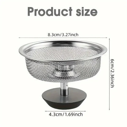 Stainless Steel Kitchen Sink Strainer with Handle & Stopper – 2-Pack