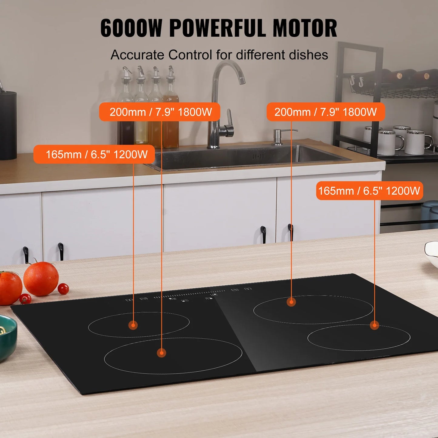 SucceBuy Built-in Induction Stove Top 2/4/5 Burners – 12/24/30", Ceramic Glass, 240V