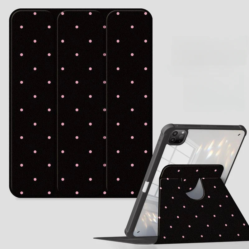 Pink Polka Dots Rotating Stand iPad Case – Pro 11"/13" M4, Air M2, 10th Gen