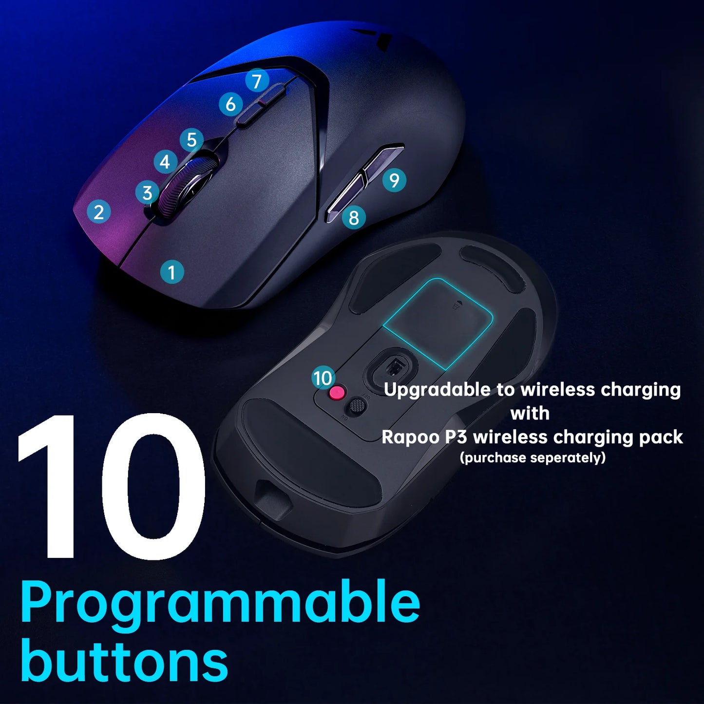 Rapoo VT9PRO Wireless Gaming Mouse – PAW3398, 68g, 26000DPI, Type-C, Programmable, Ergonomic