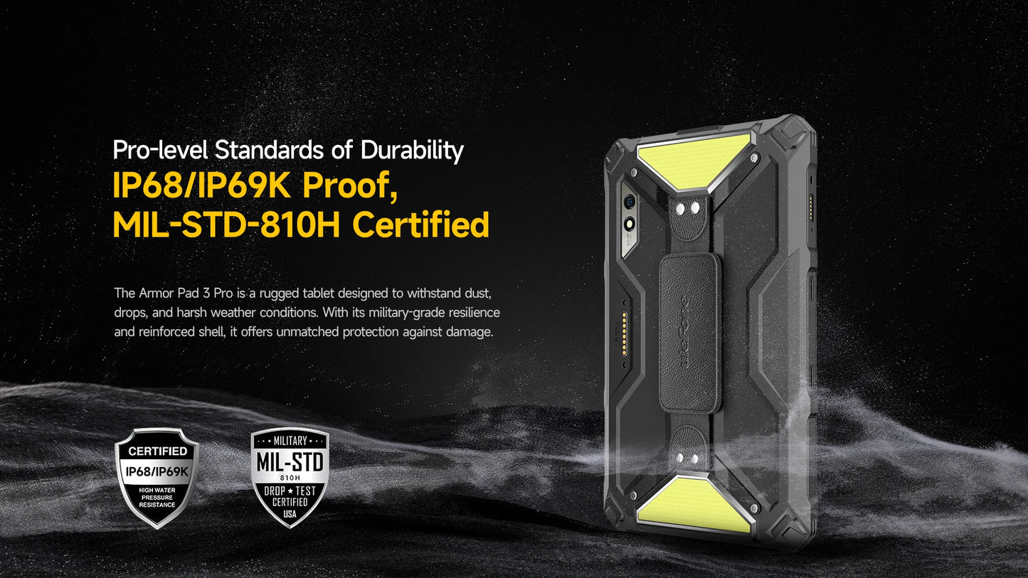 Ulefone Armor Pad 3 Pro – Rugged Tablet, 33280mAh, MT8788, 16GB+256GB, 10.36" 2K, 50MP, 4G LTE, Android 13