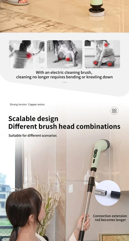 COBASPORT Electric Cleaning Brush Set – Rotating Multi-Tool for Bathroom, Kitchen & Car