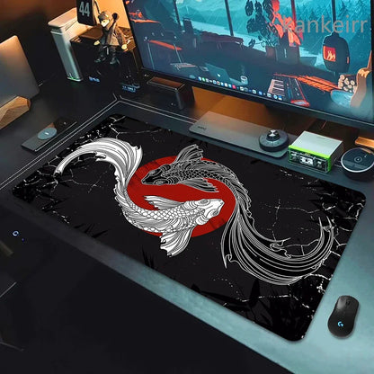 Koi Fish Taichi XXL Gaming Deskmat 90x40 – Natural Rubber, Anti-Slip, Smooth Surface