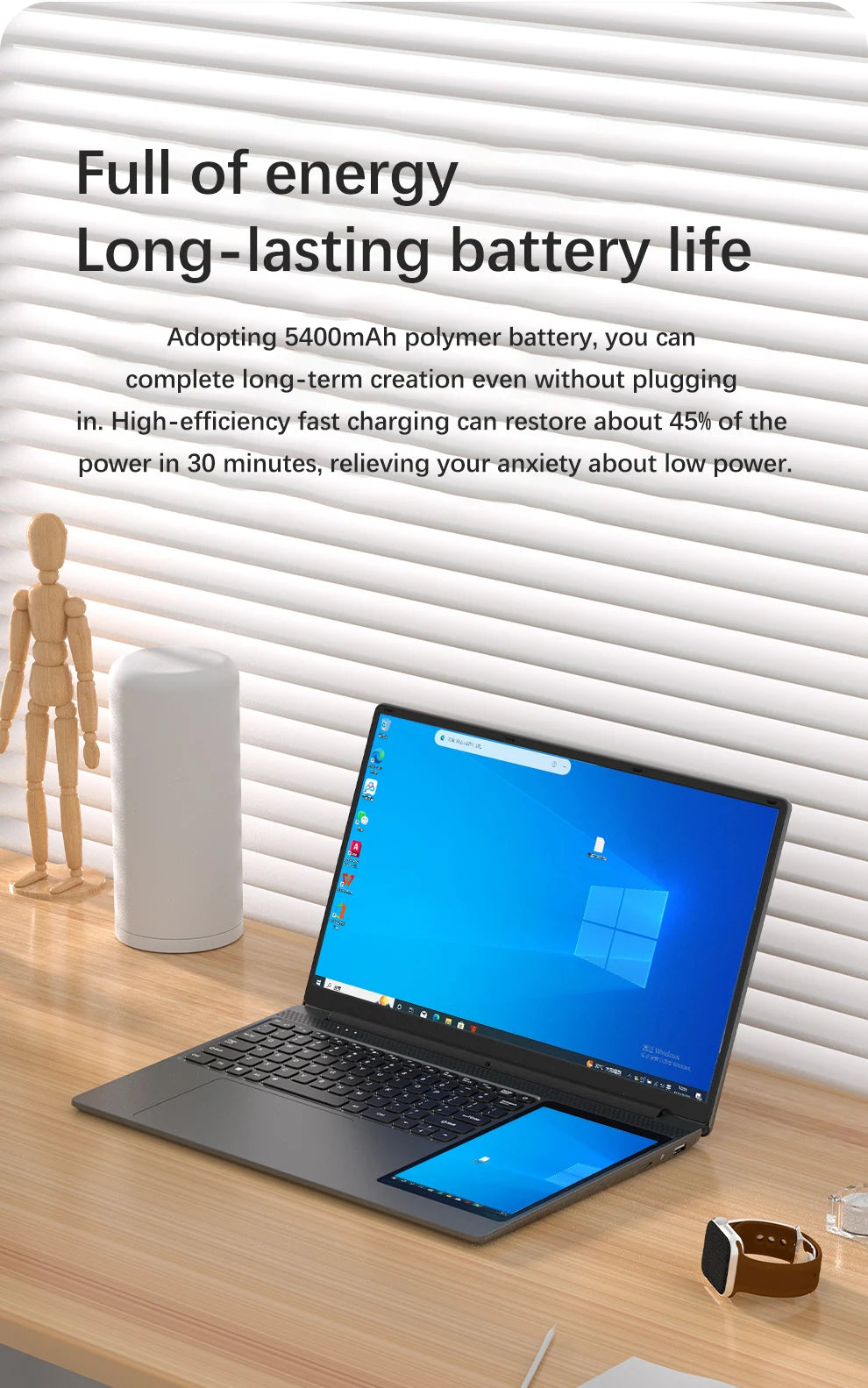 15.6" + 7" Dual Screen Laptop Intel N100 | 8–32GB DDR4 | Up to 2TB SSD | Win11