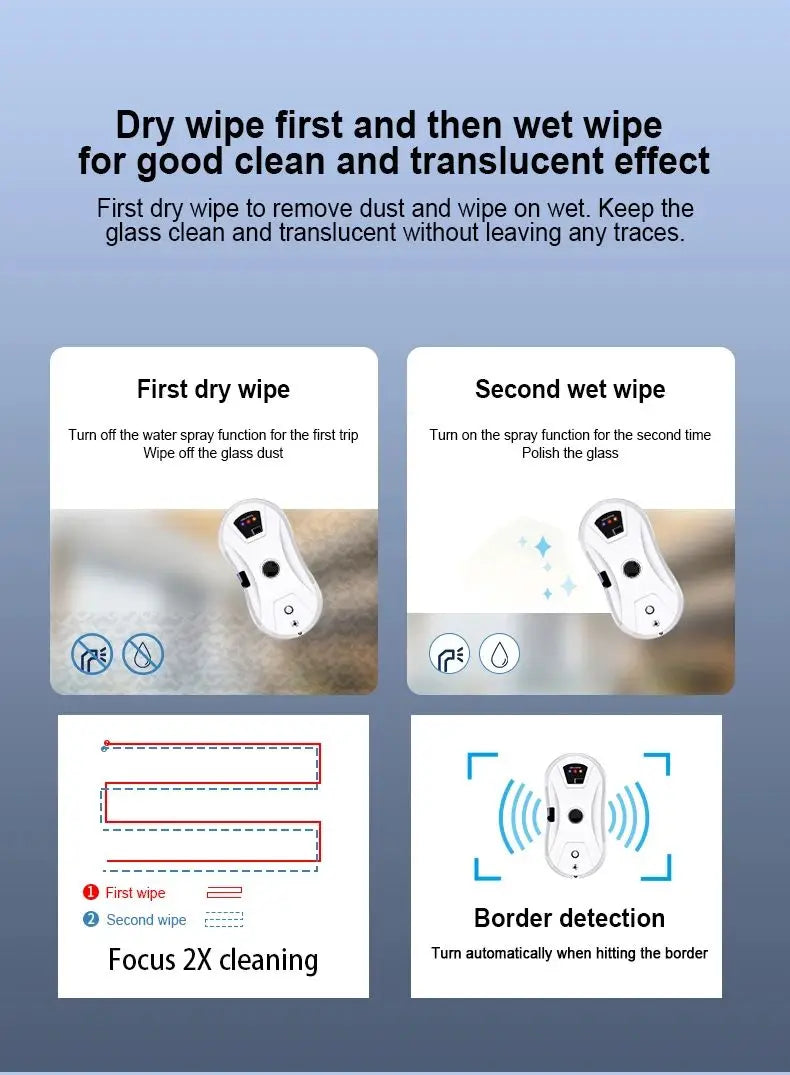 DIVEDEER Intelligent Window Cleaner Robot – Automatic Electric Window Washing Machine with EU Plug
