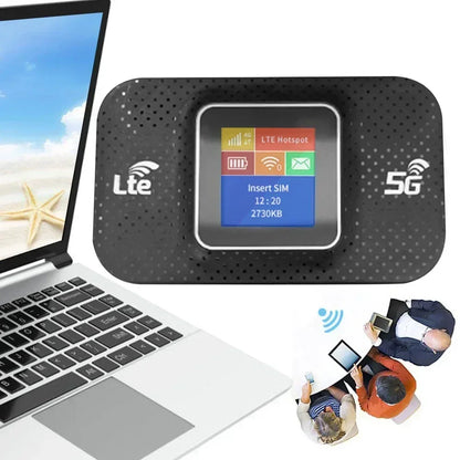 Portable R.E.D. Shopping 4G/5G Mobile WiFi Router with SIM card slot, compact device providing 150Mbps internet connectivity.