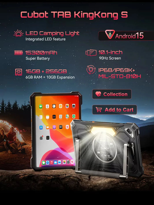 Cubot TAB KingKong S Rugged Tablet – Android 15, 15300mAh, 48MP, 10.1" 90Hz, 4G LTE