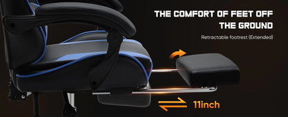 JHK Ergonomic Racing Gaming Chair – PU Leather with Headrest & Lumbar Support