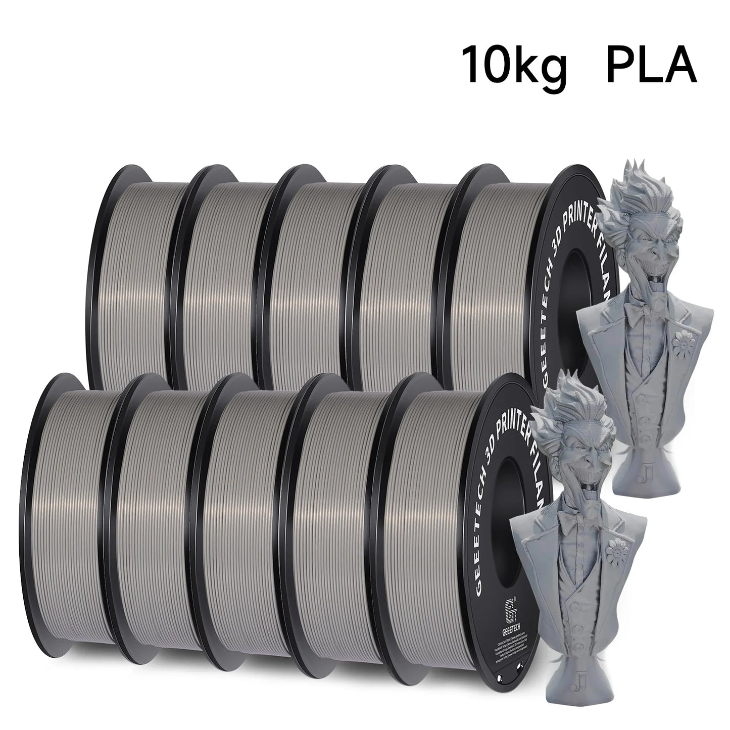 GEEETECH 3D Printer Filament – 10KG Box, 1.75mm Matte / PETG / Silk PLA / TPU / ABS, Safe Materials