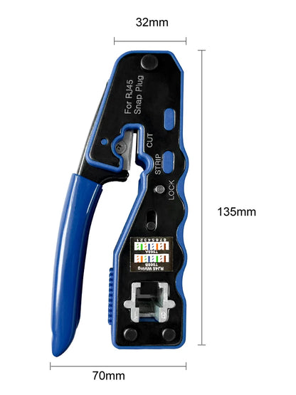 OMAY RJ45 UTP Crimper Tool | CAT5/6/7/8 Pass-Through Ethernet Cable Stripper & Connector Kit