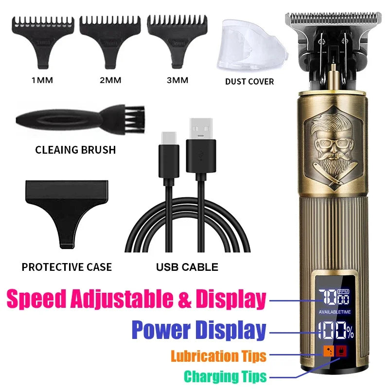 Cordless Professional Hair Clipper - USB Fast Charging, Precision Cutting