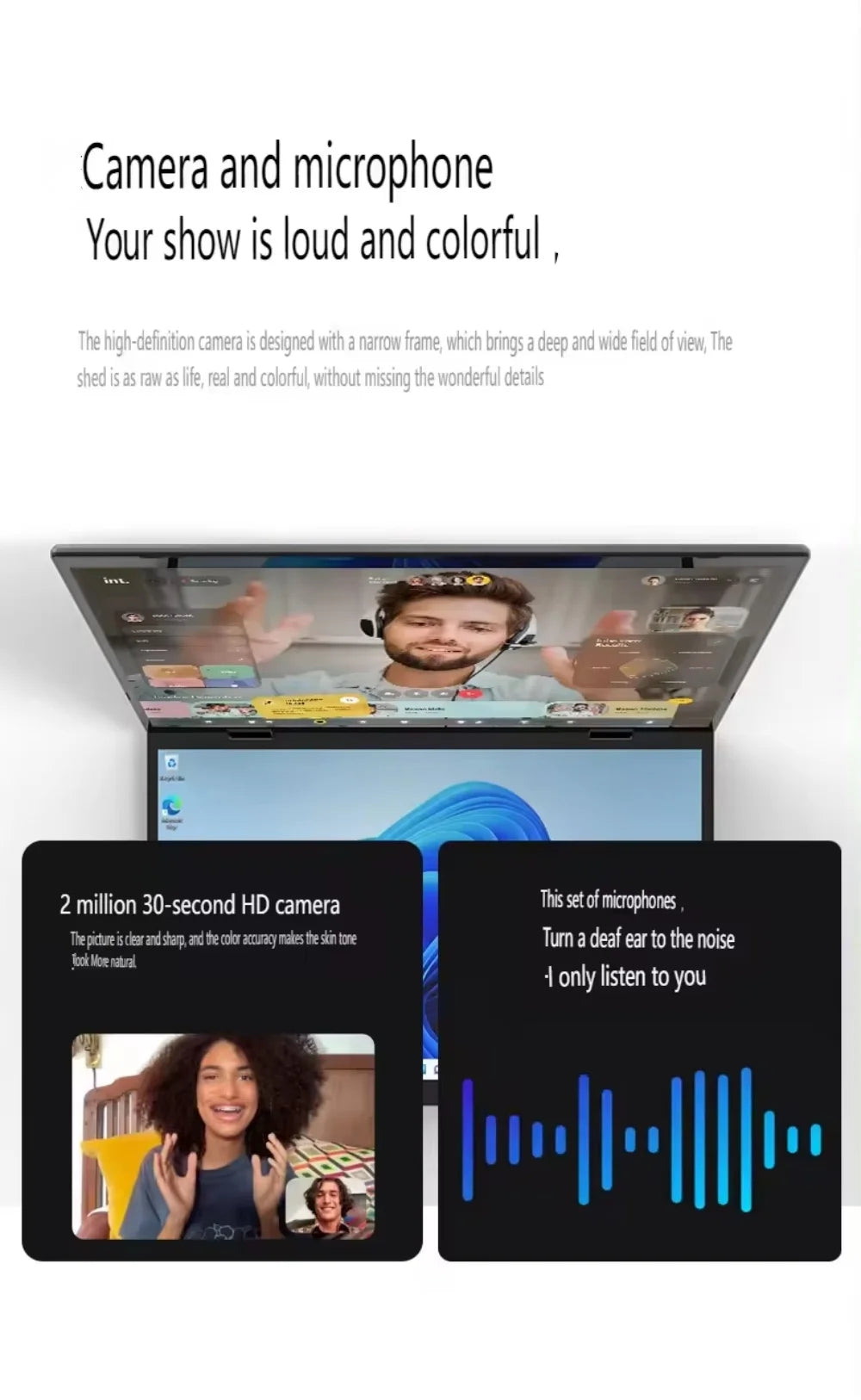 Intel N100 dual-screen laptop with 14-inch 2K touch screens, 32GB RAM, 360-degree flip metal case, 2-in-1 design