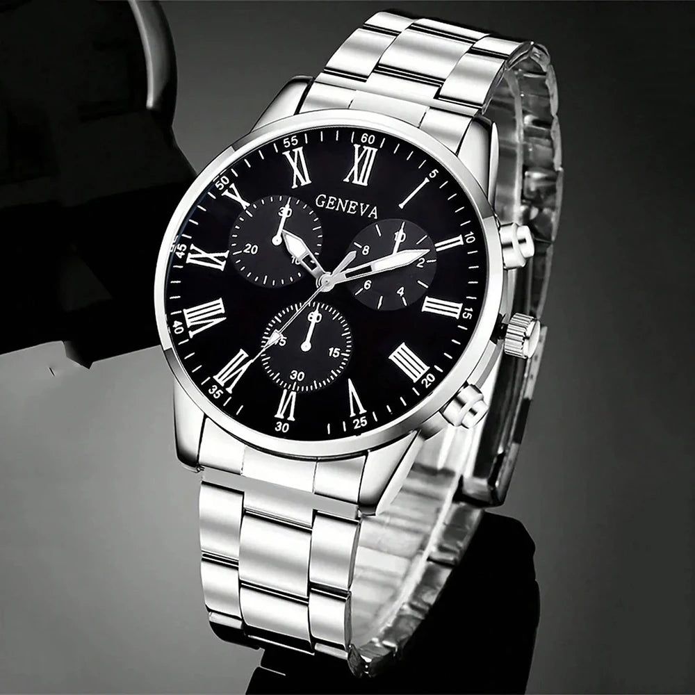 Men's Classic Business Quartz Watch - Stainless Steel Band, Elegant Dress Watch