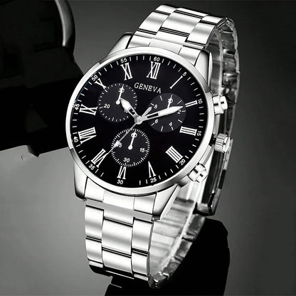 Men's Classic Business Quartz Watch - Stainless Steel Band, Elegant Dress Watch
