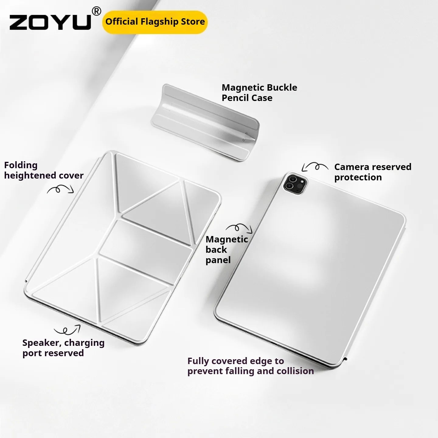 ZOYU Magnetic iPad Case with Height Bracket – iPad Pro 11/12.9, Air 4/5, Mini 6/7