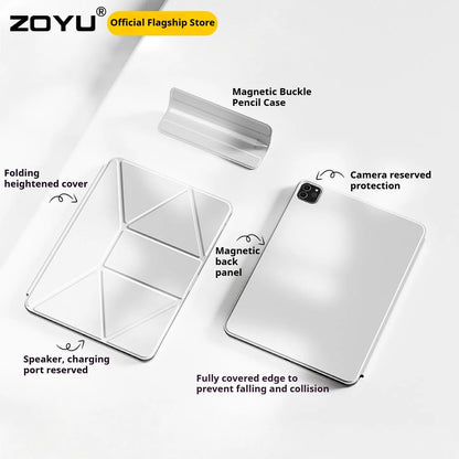 ZOYU Magnetic iPad Case with Height Bracket – iPad Pro 11/12.9, Air 4/5, Mini 6/7