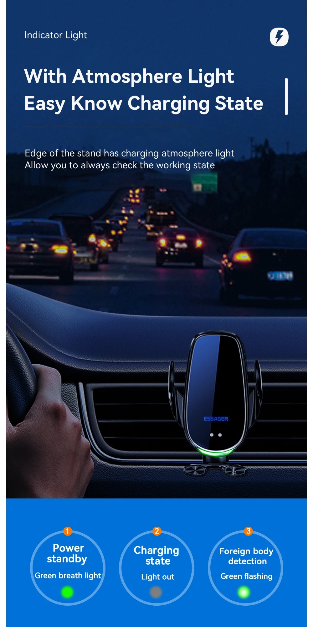 Essager 15W Wireless Car Charger Air Vent Mount – Fast Charging for iPhone, Xiaomi & Huawei