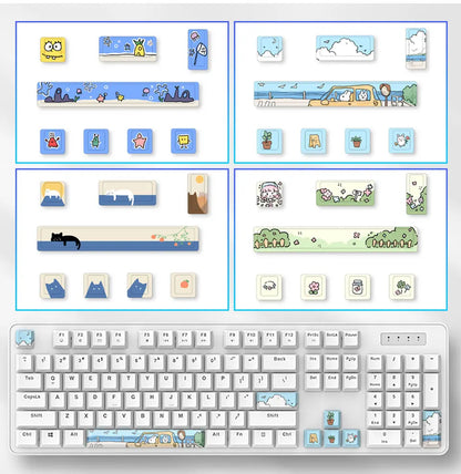 Cute Theme Keycaps 8-Piece Set – Cherry Profile, 5-Side Dye-Sub for Mechanical Keyboard