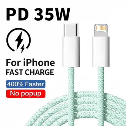 35W Braided USB-C to Lightning Fast Charge Cable for iPhone – 1m / 2m