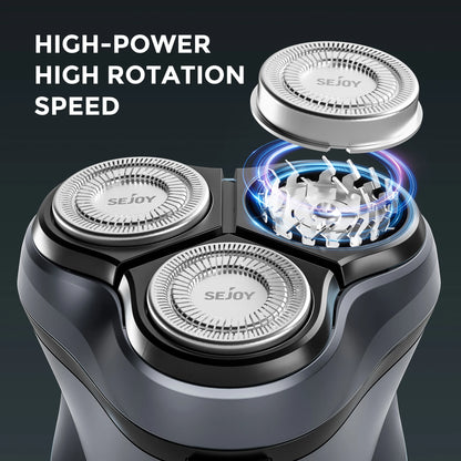 Sejoy 3D Floating Electric Shaver for Men – Triple Blade, Wet/Dry, 85min, Fast Charge