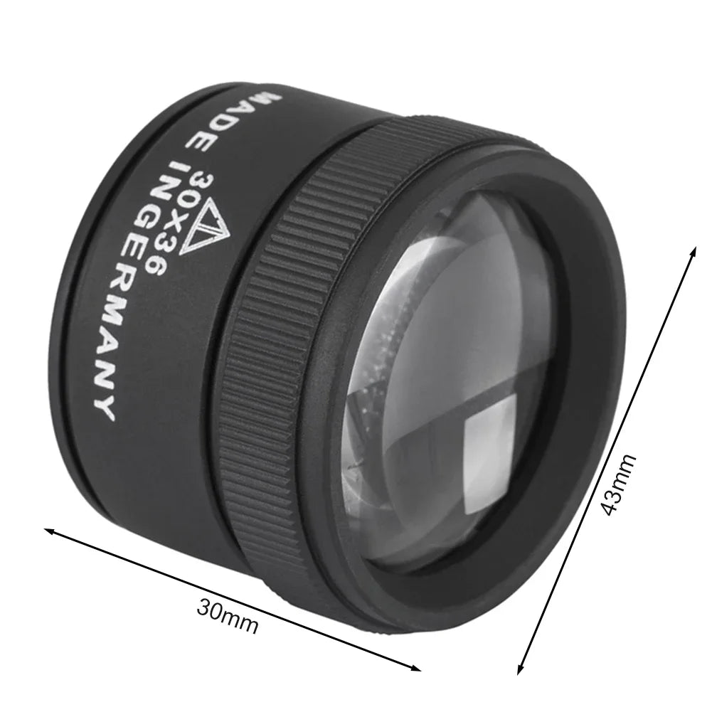 30X 36mm Magnifying Glass Loupe – K9 Optical Lens for Jewelry, Coins & Stamps