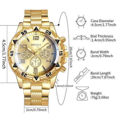Men's 2-Piece Business Watch Set - Arabic Dial Steel Band Quartz Watch Gift Set