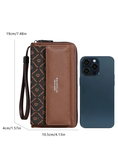 Men's PU Leather Wallet with Zipper - Multi-Slot Card Holder & Organizer