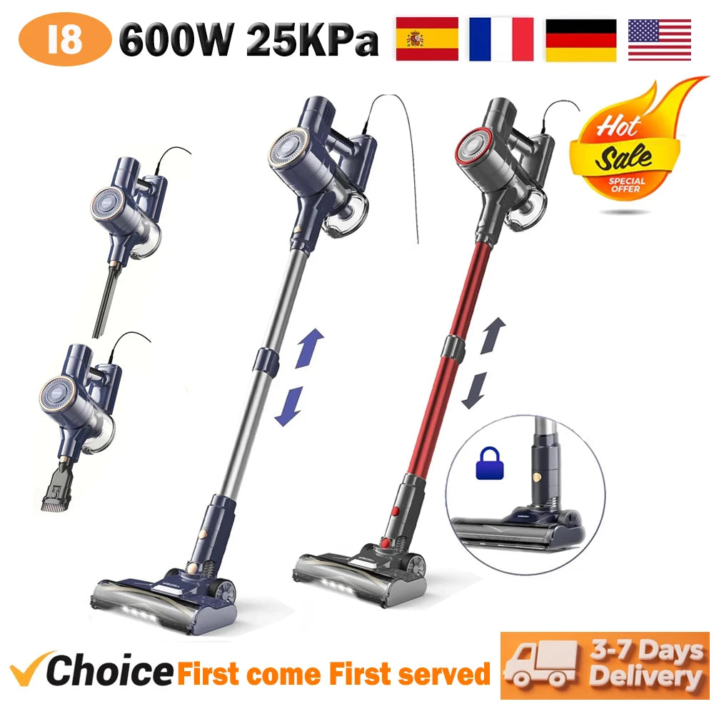 INSE I8 Corded Vacuum Cleaner 25KPa 600W – 6-in-1 Lightweight Stick & Handheld for Carpet & Pet Hair