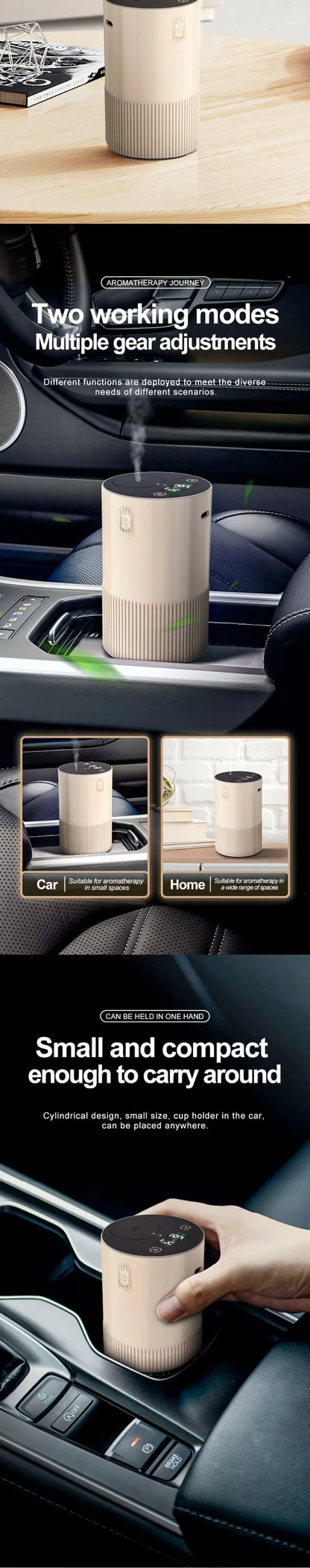 Portable Essential Oil Diffuser – Rechargeable Scent Distributor for Home, Office & Car