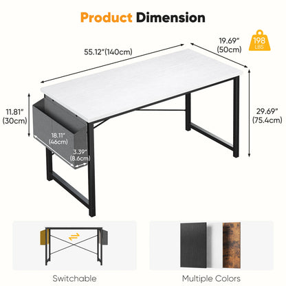 JHK 31–55" Adjustable Office & Gaming Desk – Metal Frame, Wood Tabletop & Storage Bag
