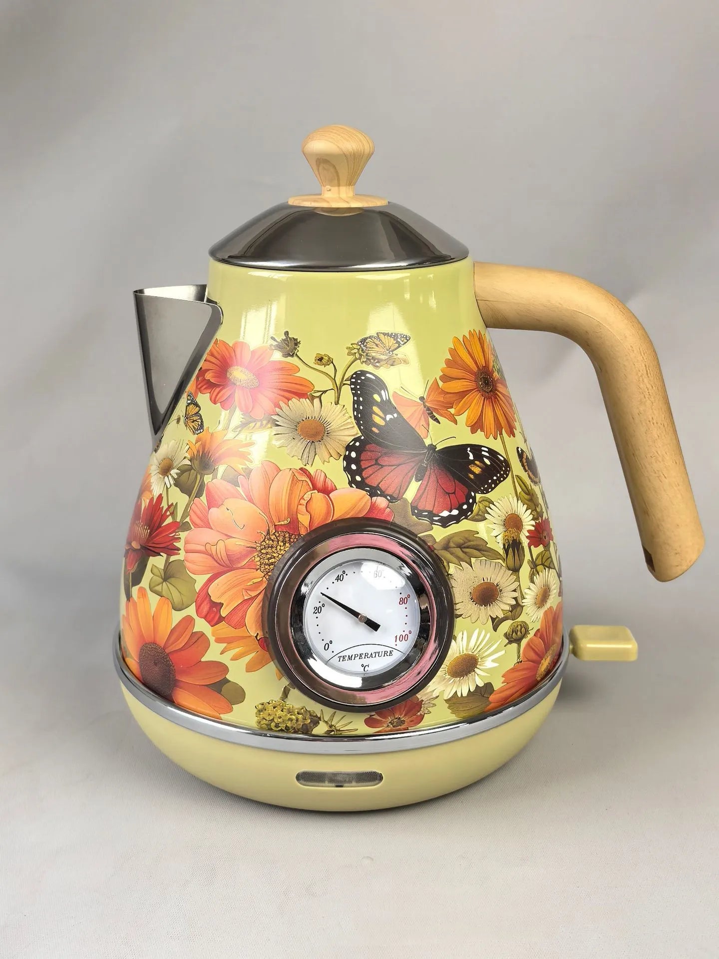 Dobleuno Retro Electric Kettle 1.7L – Thermometer, Auto Shut-Off, 304 Steel