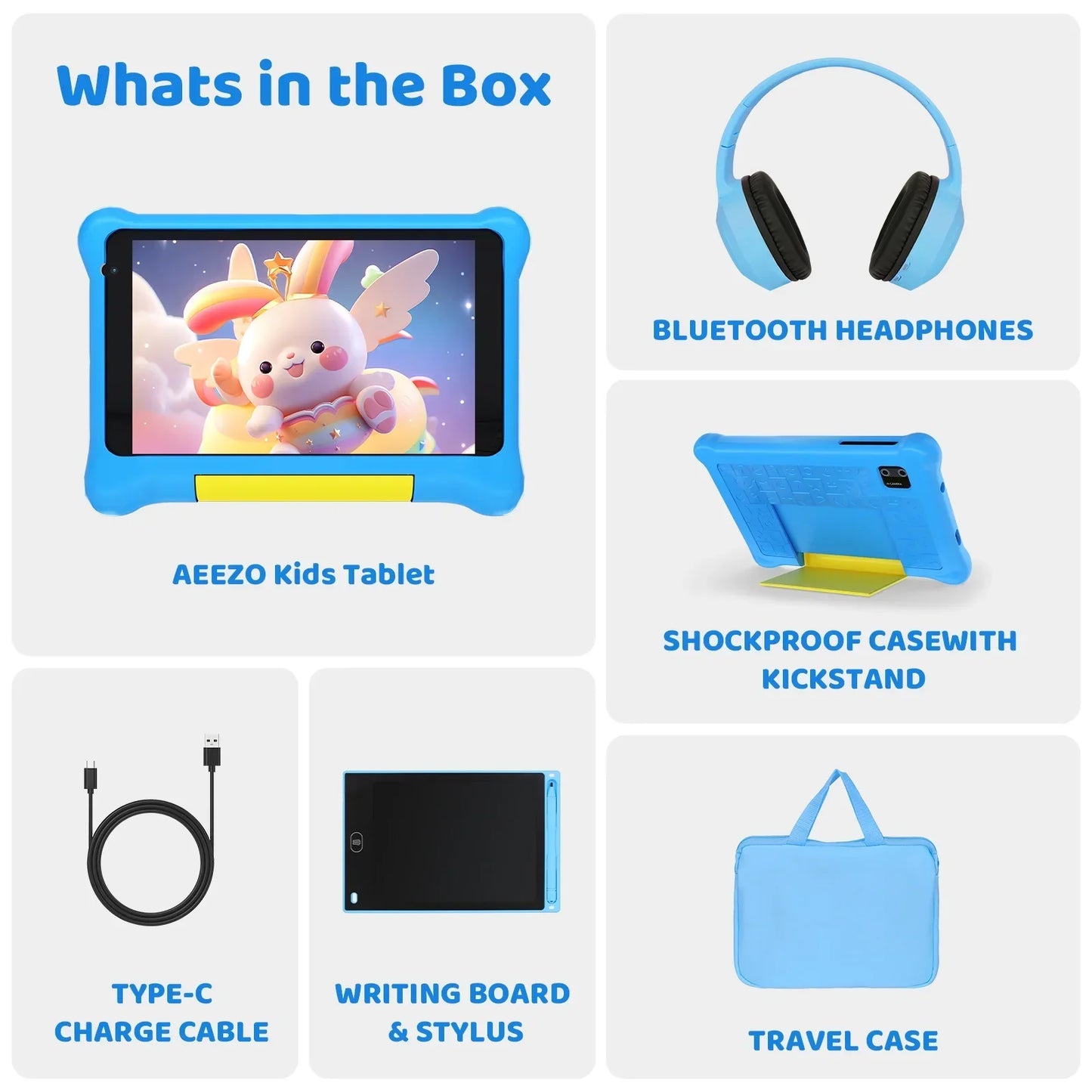 URAO 7" Kids Learning Tablet Bundle – Android 13, 5GB+32GB, Headphones, Stylus, Bag, Parental Controls