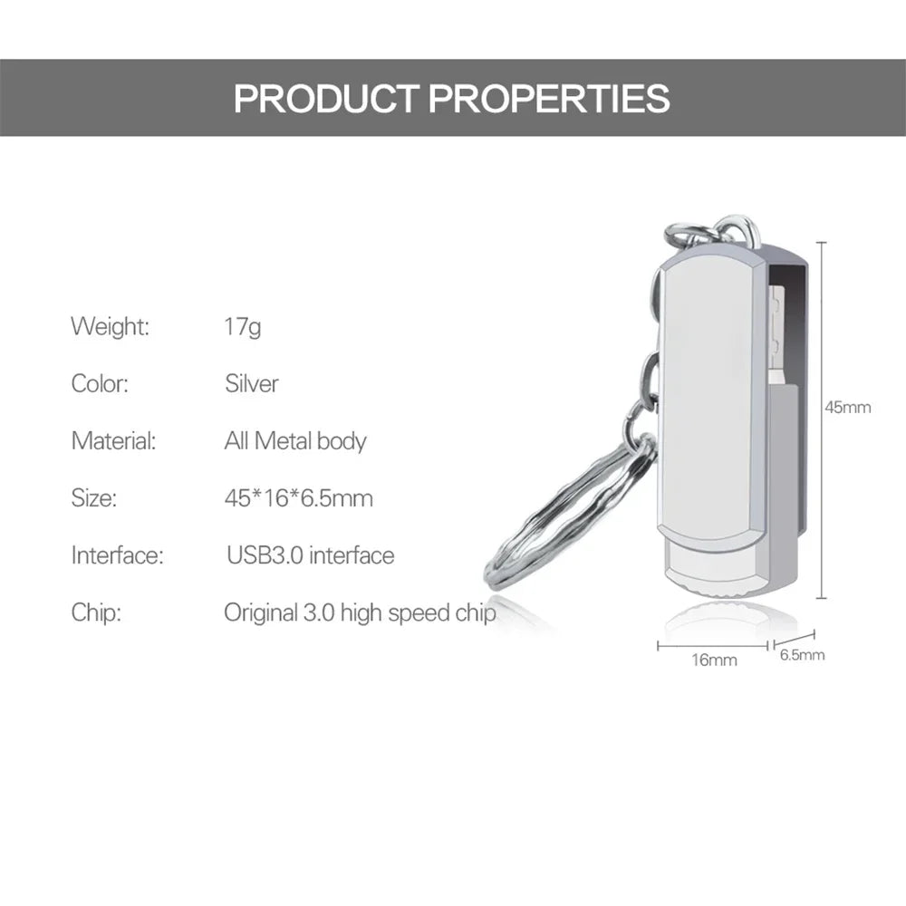 USB 3.0 Metal Flash Drive – 2TB / 4TB / 8TB / 16TB