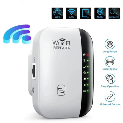 300Mbps WiFi Repeater & Range Extender – 2.4GHz 802.11N Signal Amplifier for Home