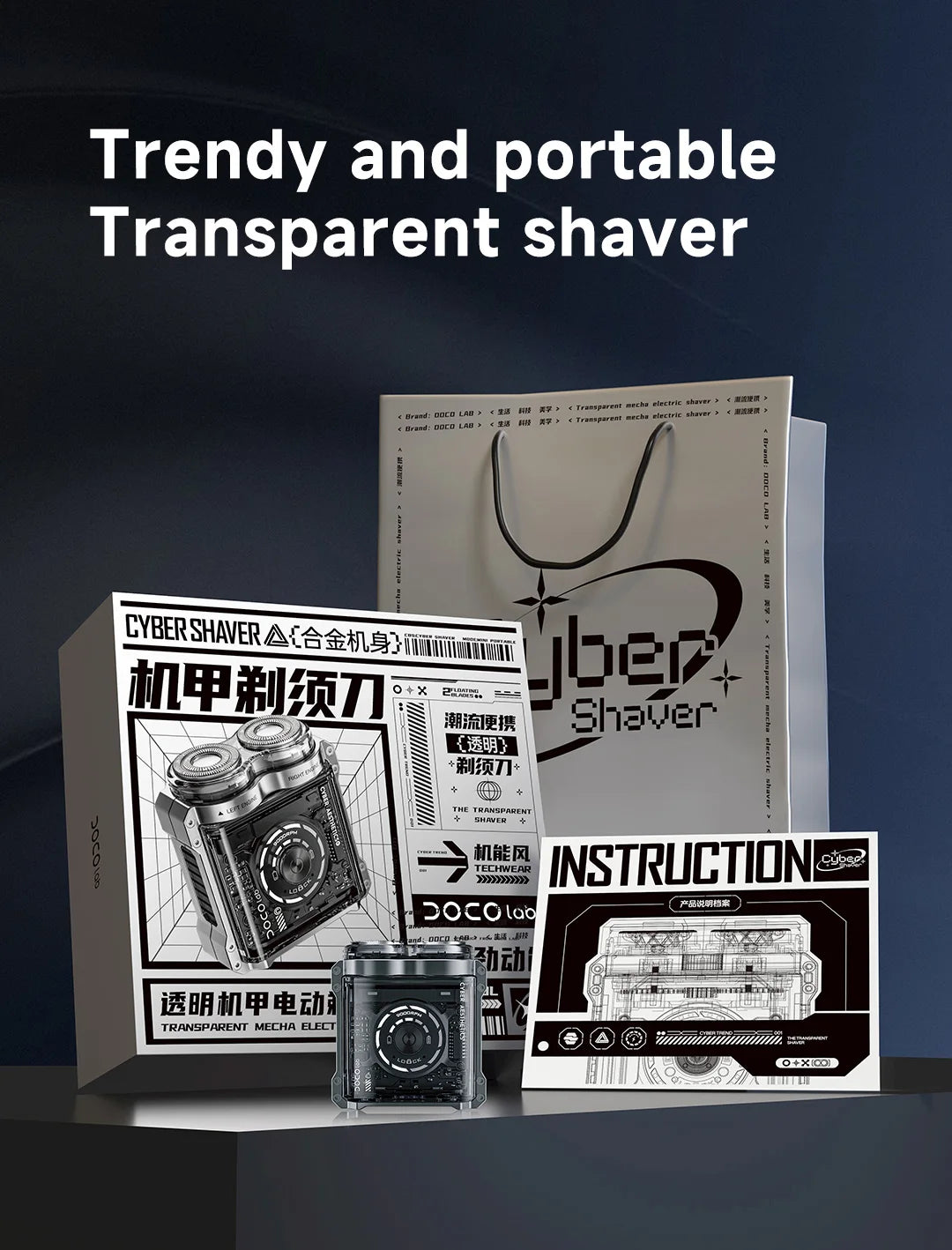 DOCOLAB Mini Portable Magnetic Electric Shaver – Double-Head Waterproof Razor for Men