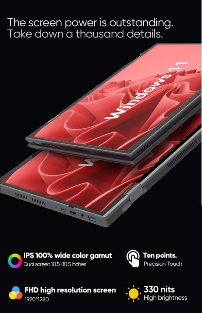 Topton L15 360° YOGA 2-in-1 Laptop — Intel N95, Dual 10.5" IPS Touch Screen, Windows 11