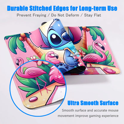 Cute Anime XXL Gaming Mouse Pad – Kawaii Stitch Design, Lock Edge, Non-Slip Rubber
