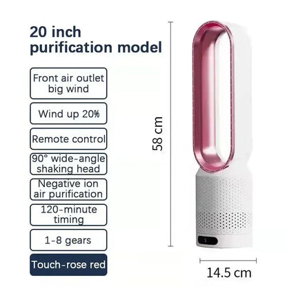 INSIS FEMME Bladeless Tower Fan – Ultra-Quiet Air Purification Circulation, Desk & Floor, Remote Control Option