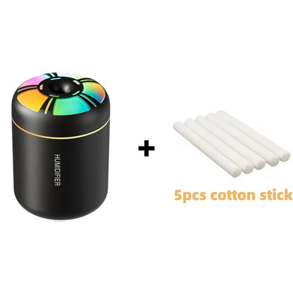 Searide Mini USB Humidifier – 180ml Ultrasonic Aroma Diffuser, Color LED, Touch Control, for Car, Home & Bedroom