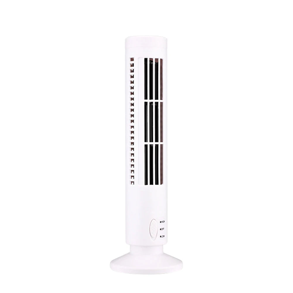 LED Bladeless Tower Fan — 90° Oscillating, USB Powered, Quiet, Desk Fan with Light, Home & Office
