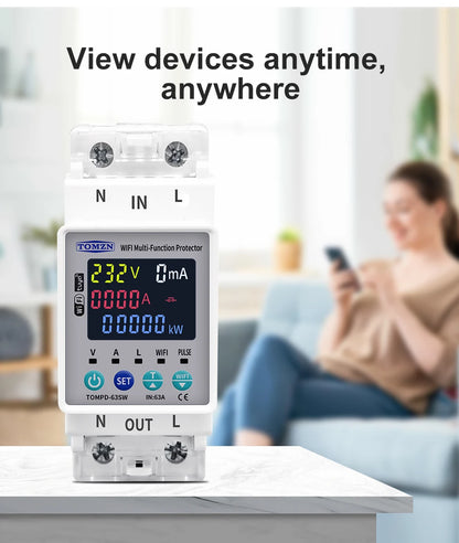 TOMZN 2P 63A TUYA WiFi Smart Circuit Breaker with Energy Monitoring
