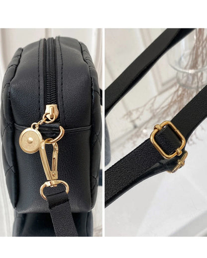 Tassel Diamond Grid Embroidery Crossbody Bag with Chain Strap