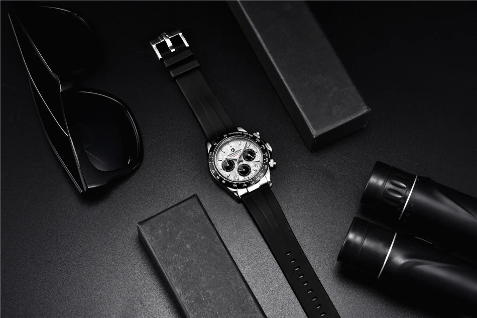 PAGANI DESIGN Men's Luxury Chronograph Watch – 100M Waterproof, Quartz Sport Wristwatch, Gift