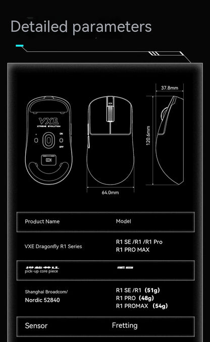 VXE Dragonfly R1 Pro Wireless Gaming Mouse – PAW3395, 2KHz, Nordic 52840, BT5.4