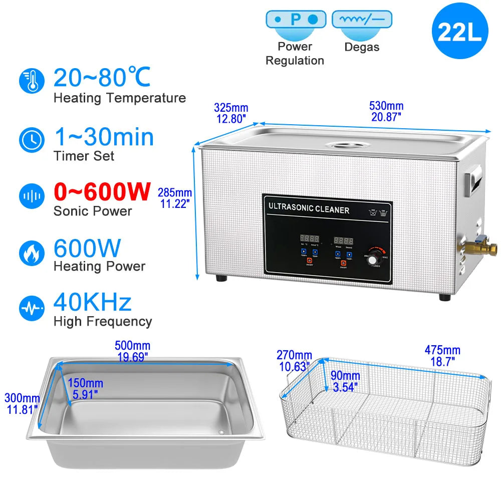 Professional Ultrasonic Cleaner 3–30L – Dental, Jewelry & Industrial