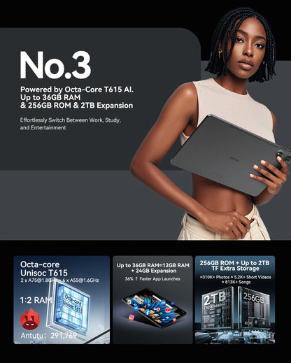 OSCAL Pad 100 Tablet – 12" 2K IPS, Android 15, Unisoc T615, 9000mAh, 4G LTE, 16MP