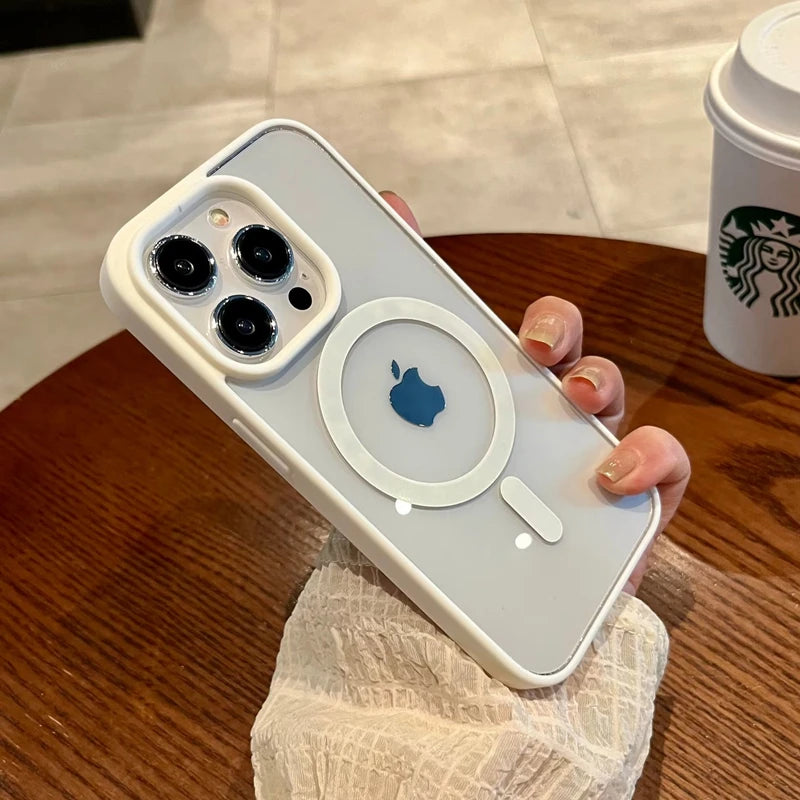 Luxury Transparent Magnetic iPhone Case | MagSafe Wireless Charging, Shockproof Bumper for iPhone 11-16 Pro Max